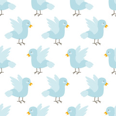 Vector seamless pattern with pigeon or dove. Design for kids textile or nursery 