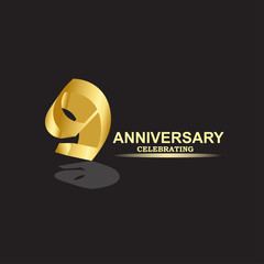 9 Year Anniversary Vector Template Design Illustration