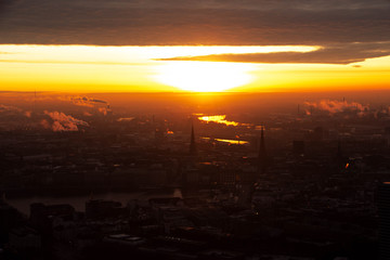 Überblick über Hamburg Sonnenuntergang