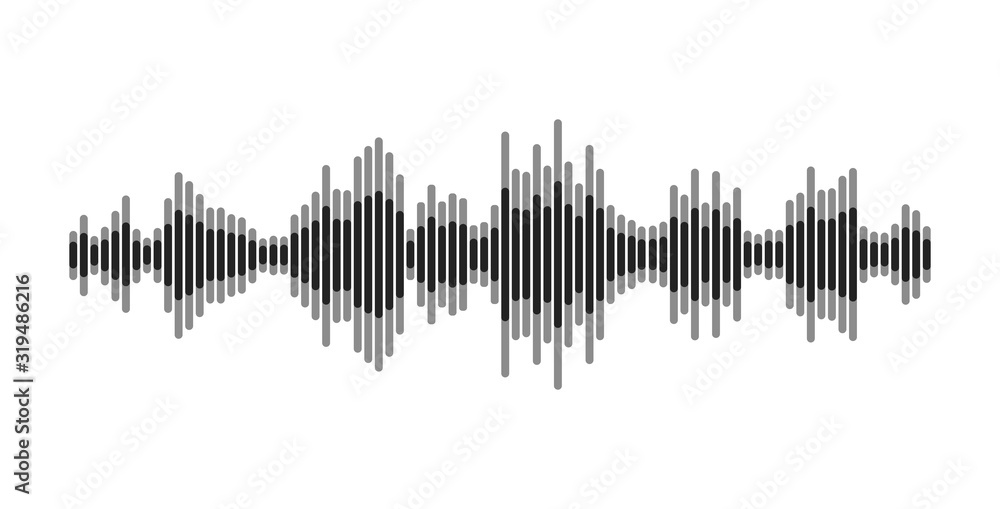 Poster Black and white equalizer. Modern sound wave element, isolated on white background