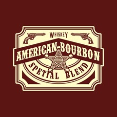 American bourbon wild west style label