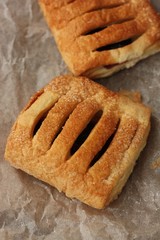 Delicious fresh strudel with cherries and apples