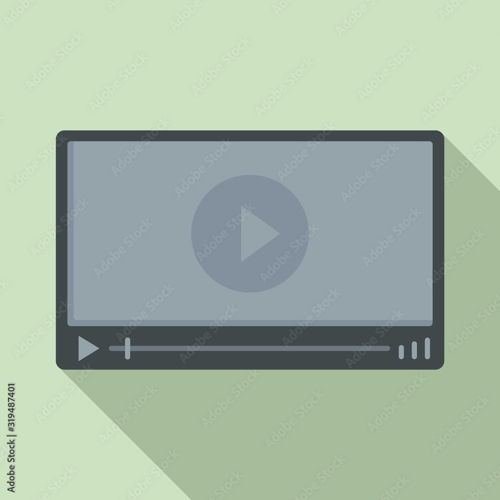 Poster video player icon. flat illustration of video player vector icon for web design