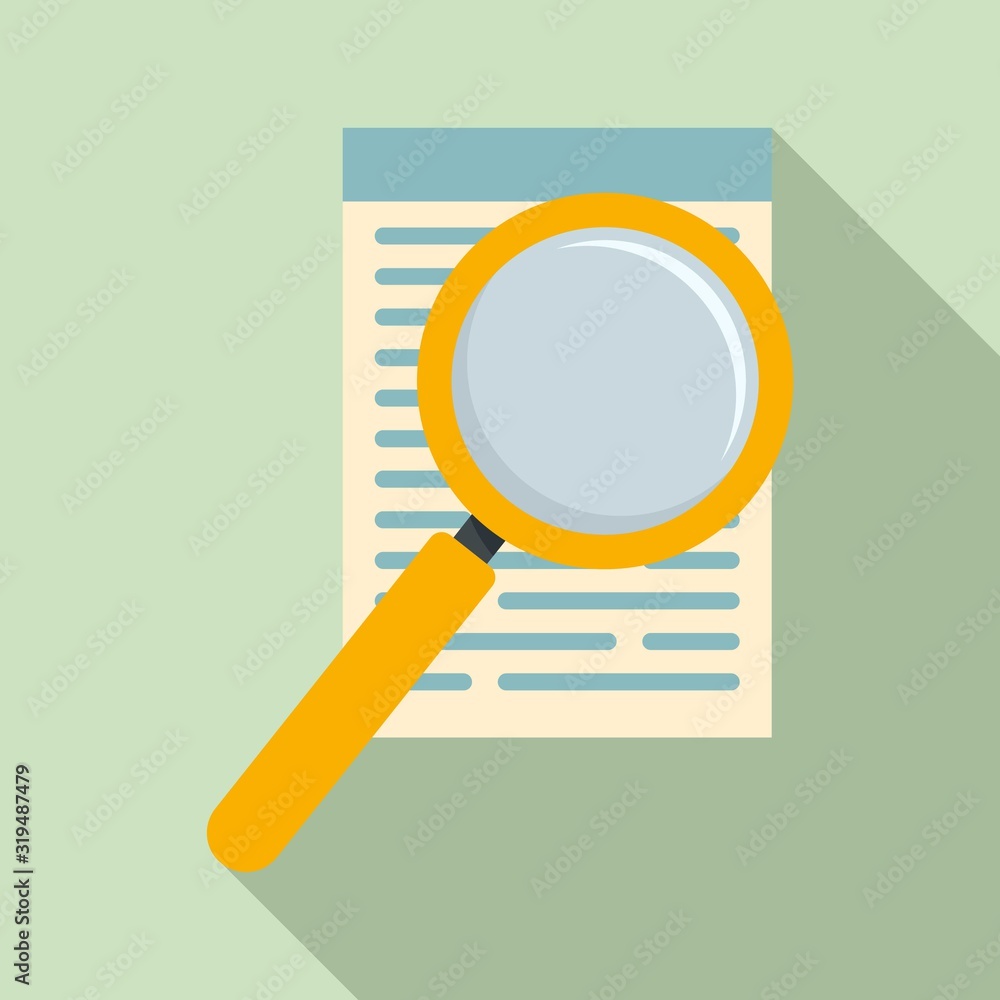 Poster paper under magnifier icon. flat illustration of paper under magnifier vector icon for web design