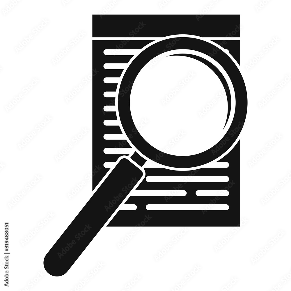 Poster paper under magnifier icon. simple illustration of paper under magnifier vector icon for web design 
