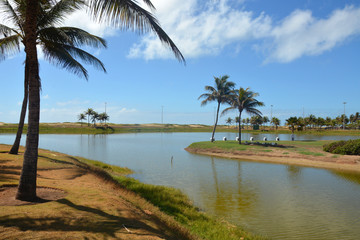 Obraz premium the lake on the beach Orla de Atalaia in the capital,Aracaju,Sergipe , Brazil