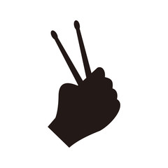 Hand holding drumsticks vector icon