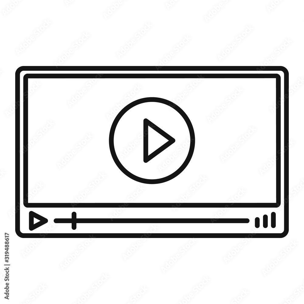 Poster video player icon. outline video player vector icon for web design isolated on white background