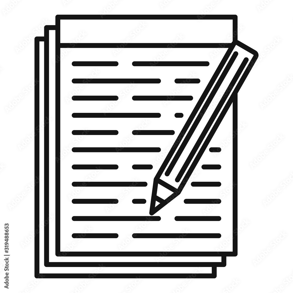 Poster pen paper notebook icon. outline pen paper notebook vector icon for web design isolated on white bac