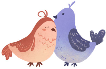 St.Valentine's Day illustration for clipart and holiday postcard. Hand painted illustration on the white isolated background.