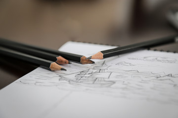 pencil sketch of ship - sketch