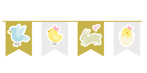 baby, banner, bird, birthday card, bow, bunny, bunny silhouette, bunting, card, cartoon, celebration, character, chick, chicken, creature, design, dove, easter, easter eggs, farm, funny, gift, gold, g