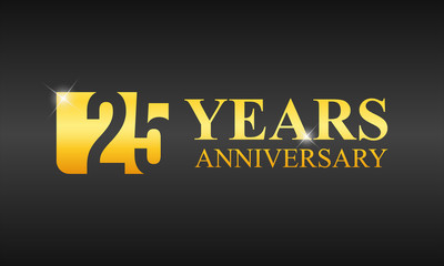 Fototapeta na wymiar Gold 25 Years anniversary celebration template