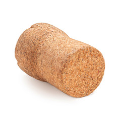 Wine bottle cork Isolated on white background. One Wooden  Cork Close up.