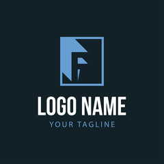 F initial letter long shadow logo
