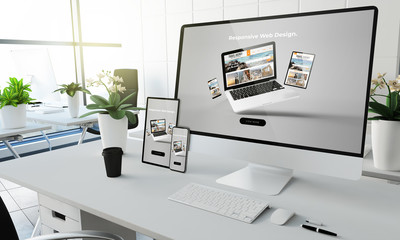 responsive devices at the office mockup