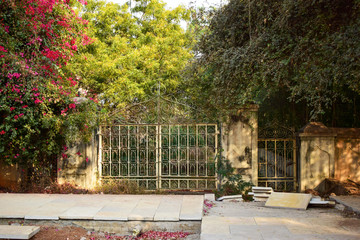 Old Vintage Classic Iron Gate Background Stock Photo