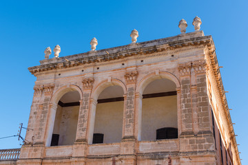 Historic architecture at main square of Ciutadella in Menorca. Spain