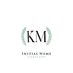 KM Initial handwriting logo vector