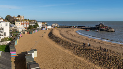 BROADSTAIRS, KENT/UK - JANUARY 29 : View of Broadstairs beach on January 29, 2020. Unidentified...