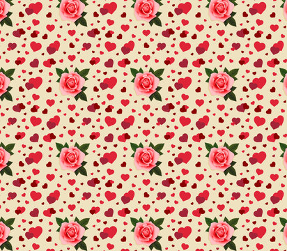 Valentine heart pattern with rose in the middle for Valentine's Day