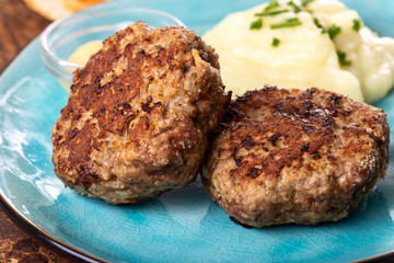 two bavarian meat loafs on a plate
