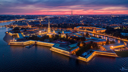Fototapeta premium evening historical center of Saint Petersburg from a height of flight
