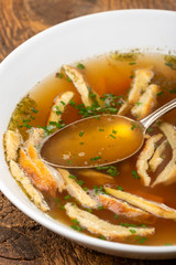 overview of a bavarian pancake soup