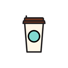 Vector medium coffee cup icon. Flat illustration of medium cup isolated on white background. Icon vector illustration sign symbol.
