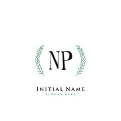 NP Initial handwriting logo vector