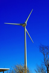 wind turbine on blue sky