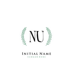 NU Initial handwriting logo vector