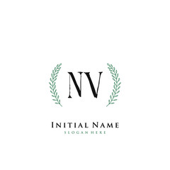 NV Initial handwriting logo vector