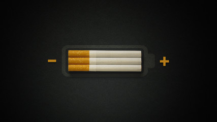 Cigarette drains out your energy battery level low concept quit smoking concept bad habit addiction
