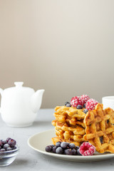 Carrot Waffles with Dried Fruits and Berries