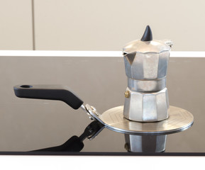coffee / tea pot mokka coffee maker, modern glass kitchen stove top, induction cooker with an...