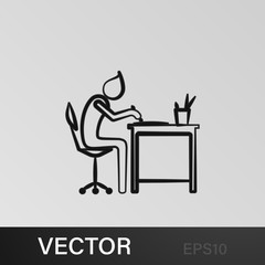 Fototapeta premium Office man working write outline icon. Element of office life illustration. Premium quality graphic design icon. Signs and symbols collection icon for websites, mobile app