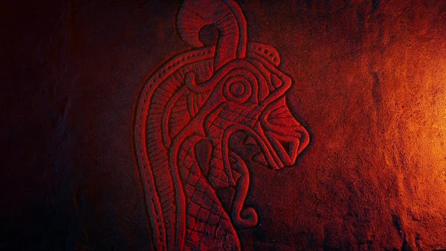 Fire Lights Viking Ship Mast Carving In Dusty Tomb