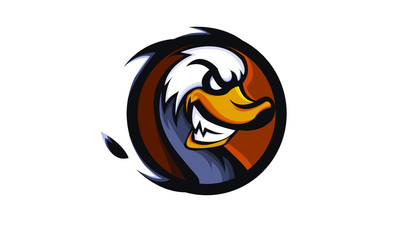 Duck mascot logo design with modern illustration concept style for badge, emblem and t shirt printing. Angry Duck  illustration for sport and e-sport team.