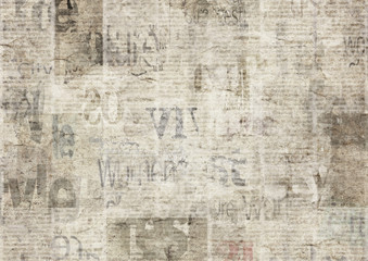 Newspaper with old grunge vintage unreadable paper texture background - obrazy, fototapety, plakaty
