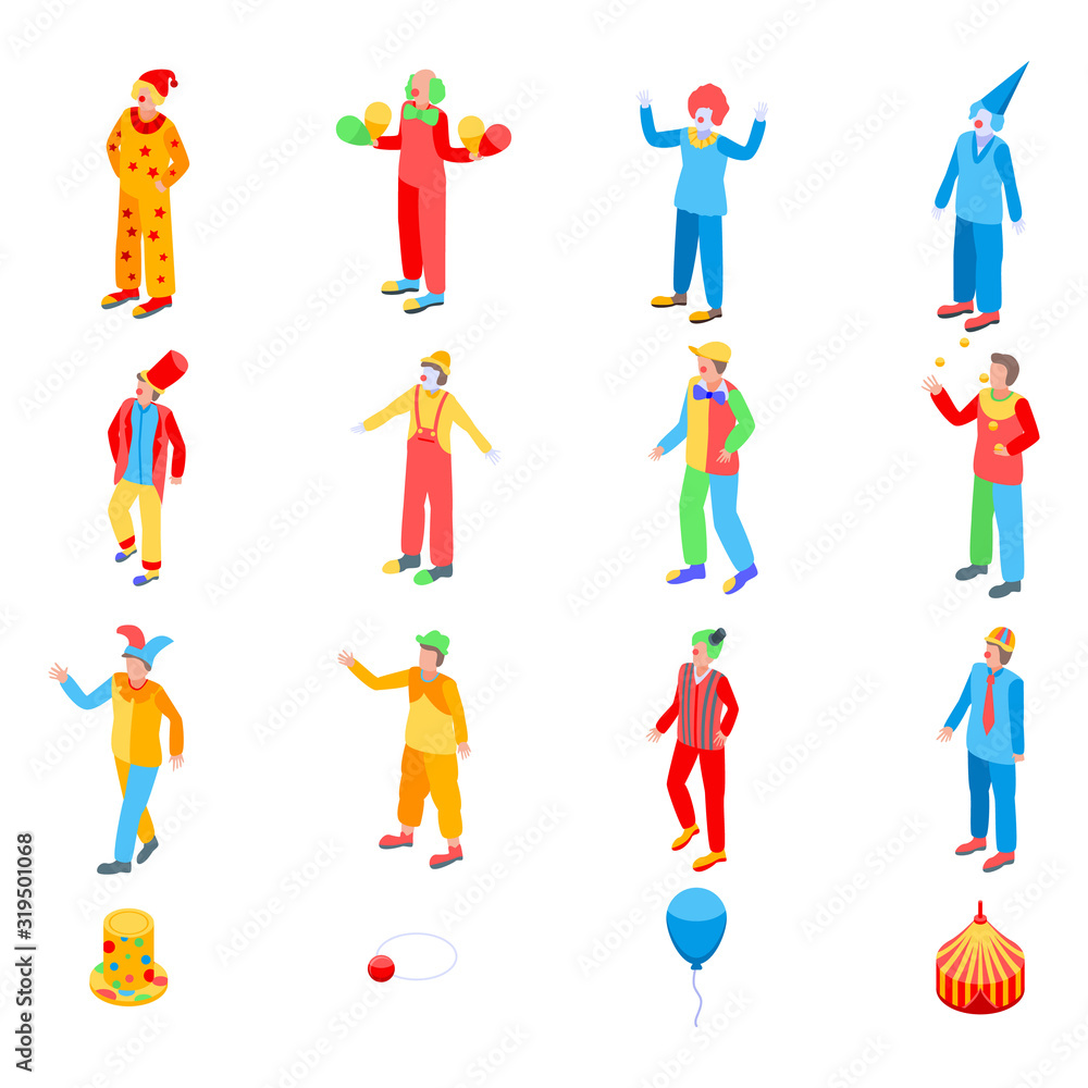 Canvas Prints clown icons set. isometric set of clown vector icons for web design isolated on white background