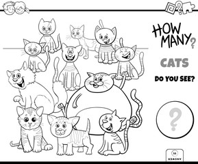 Obraz na płótnie Canvas counting cats educational game color book