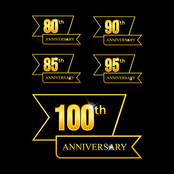 Set of anniversary logotype golden anniversary vector image. Collection of anniversary typography logotype vector