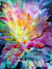 Watercolor abstract bright colorful textural background handmade . Painting of underwater world of coral reef. Modern sea scape