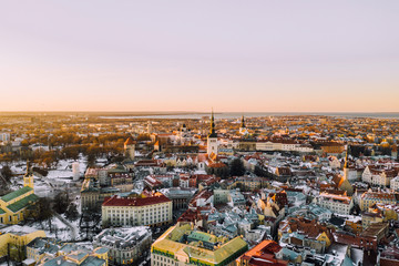 Fototapeta premium Tallinn, Estonia. Old town city centre in Northern Europe. Aerial view.