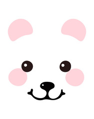 Bear face, simple flat elements for design, ears, nose, eyes. Vector illustration isolated on a white background.