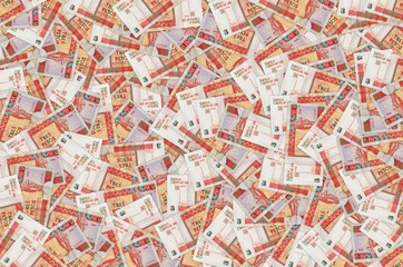 Che Guevara monument on cuban banknote of orange three pesos convertibles 2016