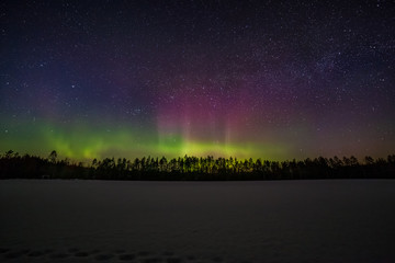 one million stars during the Northern Lights. Sweden. long exposure