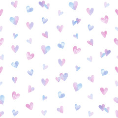 Valentine's day seamless pattern of hearts, isolated on white