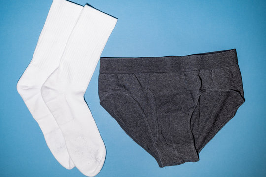 Men's Dark Gray Briefs and White Tube Socks